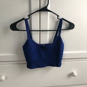 Free People Navy Blue Knit Crop Top